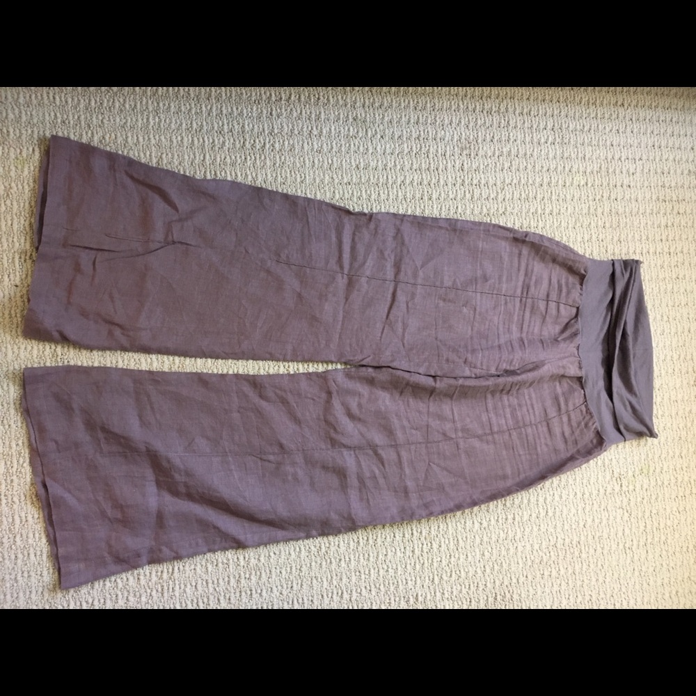 Mauve linen wide leg pants
